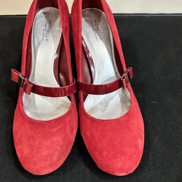 Pumps, High Heels, red Velvet/Suede, Size 10 - Picture 2 of 7